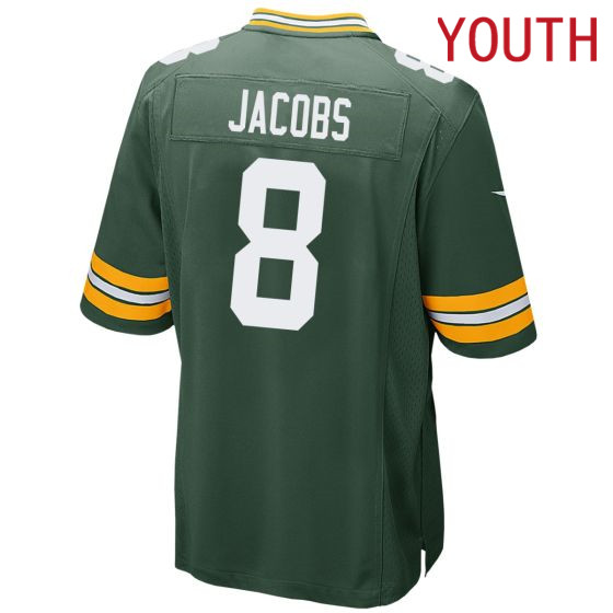 Youth Green Bay Packers #8 Josh Jacobs Nike Home Game green 2024 NFL Jersey